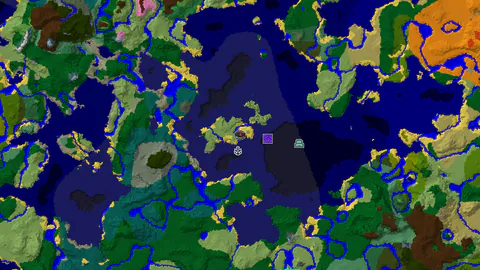 Spawn in Plains With Shipwreck and Ocean Monument Nearby