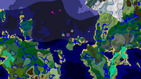 Ocean Monument and Ruined Portal Near Forest Spawn