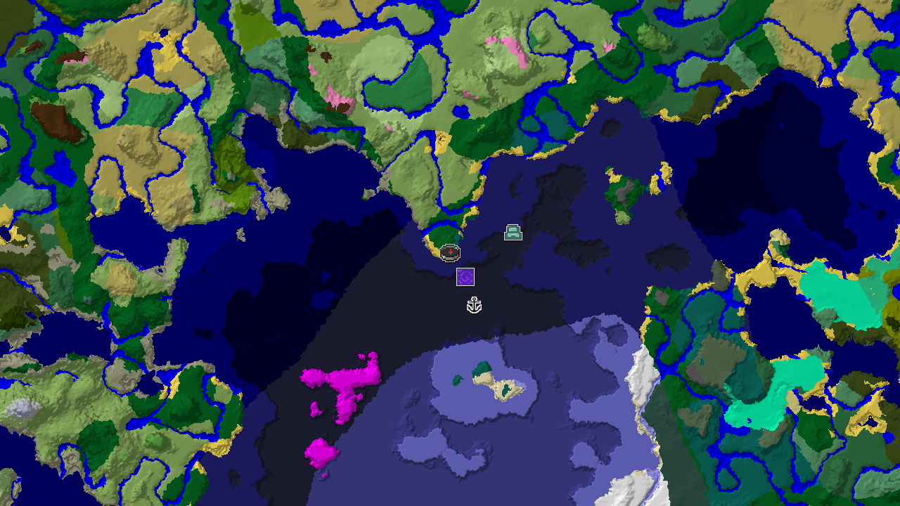 Forest Spawn With Ruined Portal and Ocean Monument Nearby