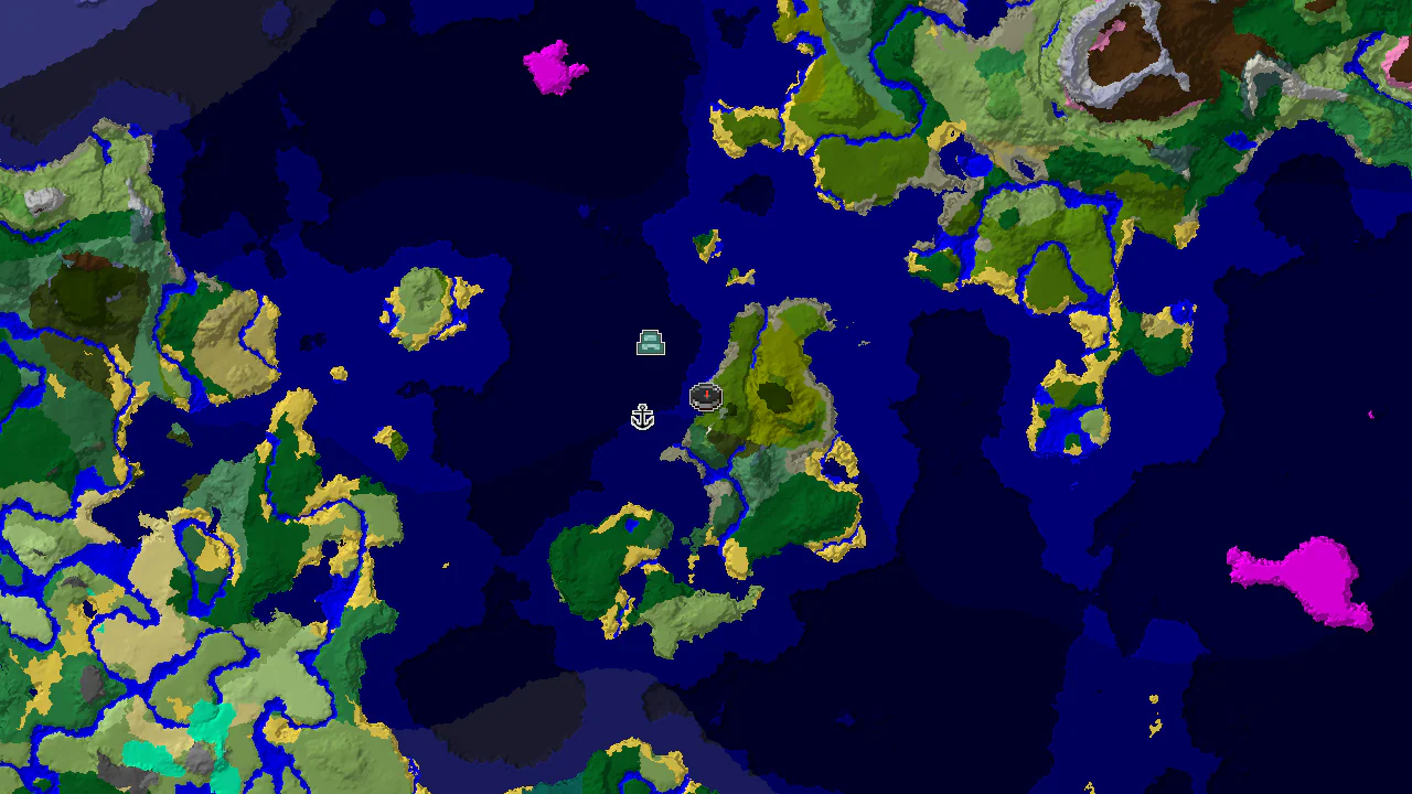 A 2D top-down biome map centered on the spawn point, showing Stony Shore, Jungle, and Ocean biomes, with markers for nearby structures.