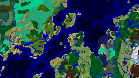 Savanna Spawn With Ocean Monument and Ruined Portal Nearby