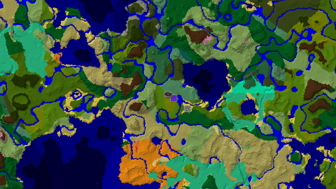 A top-down 2D biome map centered on spawn, showing a Dark Forest at the origin, with nearby Bamboo Jungle and Sparse Jungle patches, and a marker for a Ruined Portal.