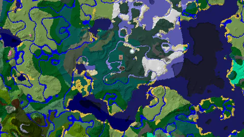 Taiga Spawn with Waterside Village 233 Blocks Away