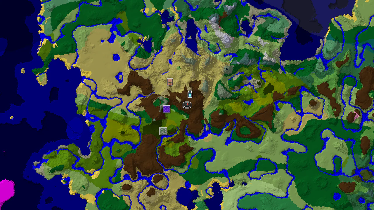 A 2D top-down biome map centered on spawn, showing a Savanna Plateau spawn, with an Ancient City marker to the east.