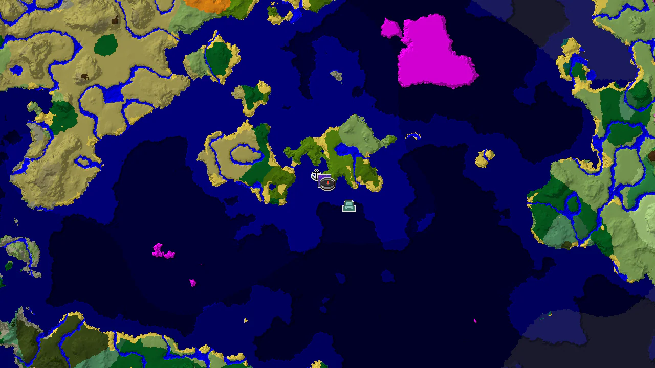 A top-down 2D biome map centered on spawn, showing a Bamboo Jungle spawn point, a nearby Ruined Portal, and a Shipwreck.