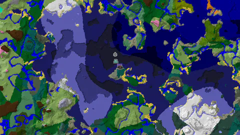 Taiga Spawn with Ruined Portal and Ocean Monument Nearby