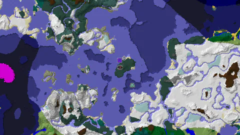 Frozen Ocean and Ocean Monument Near Snowy Taiga Spawn
