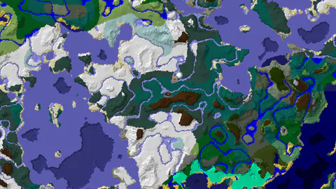 Taiga Spawn with Waterside Village 250 Blocks Away