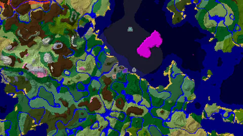 Waterside Village and Ruined Portal Near Spawn
