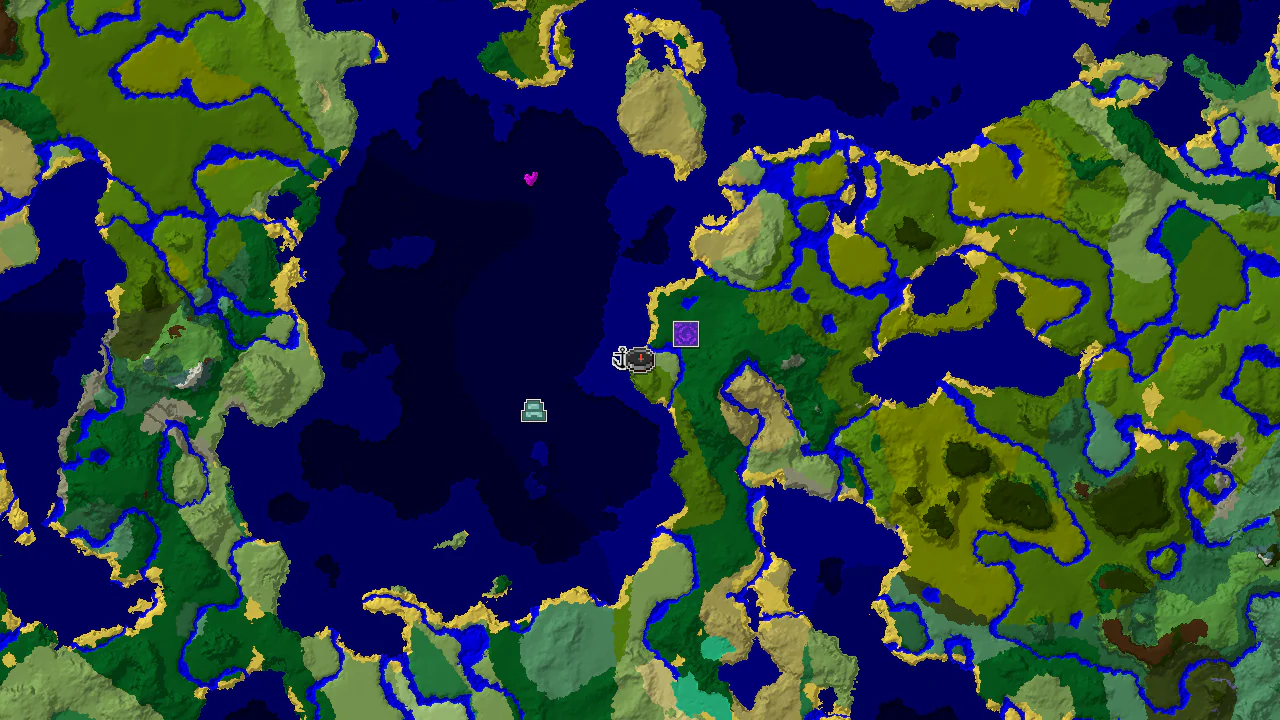 A top-down 2D biome map centered on spawn, showing a Sparse Jungle spawn with nearby Lukewarm Ocean, Forest, and Plains.