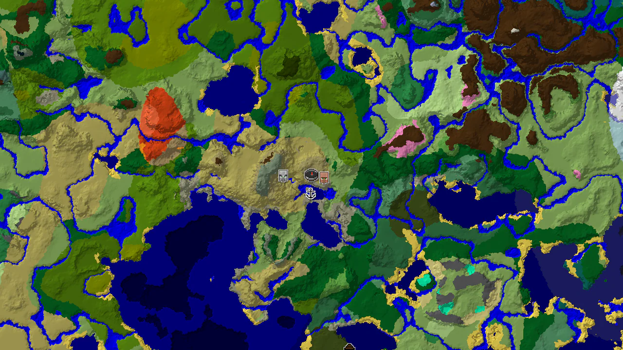 A top-down 2D biome map centered on the spawn point, showing Savanna, Stony Shore, and Lukewarm Ocean biomes, with markers for a village and shipwreck.