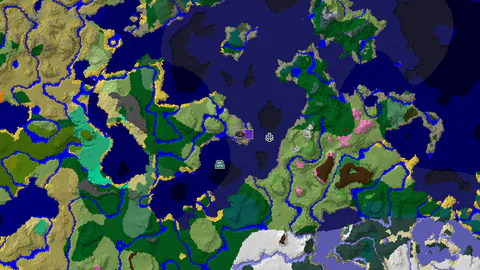 Plains Spawn With Ruined Portal and Ocean Monument Nearby