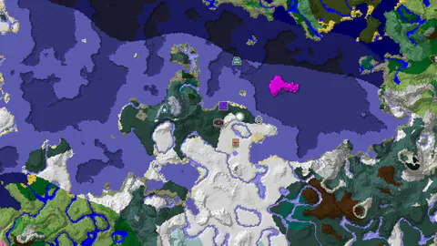 Snowy Taiga Peninsula With an Ancient City 650 Blocks Away