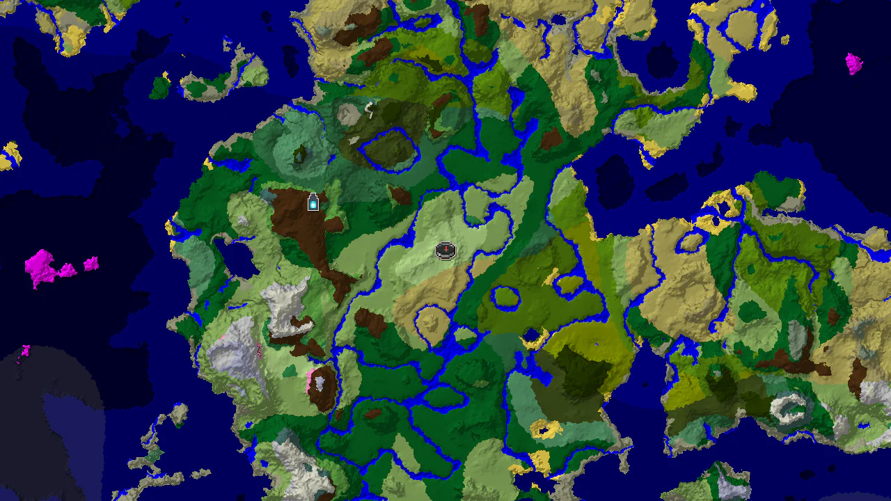 A top-down 2D biome map centered on spawn, showing Sunflower Plains, Savanna, Plains, and other biomes, with a spawn marker and an Ancient City marker.