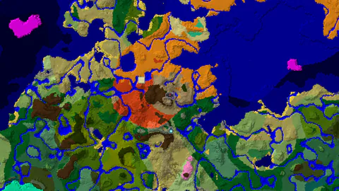Wooded Badlands with Two Villages