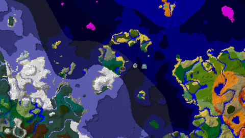 Shipwreck, Monument, and Snowy Plains Near Spawn