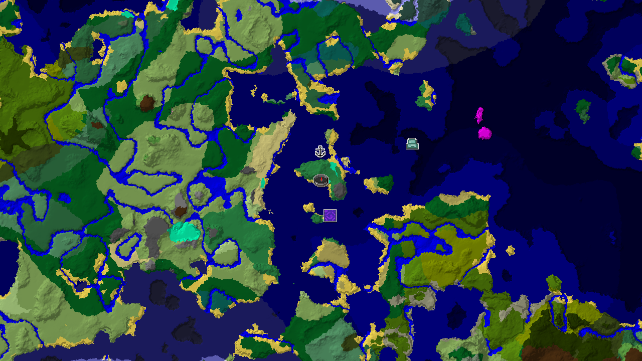 A 2D biome map centered on spawn, showing a Swamp at spawn, with nearby Ocean and Flower Forest biomes, and markers for a Shipwreck and Ruined Portal.