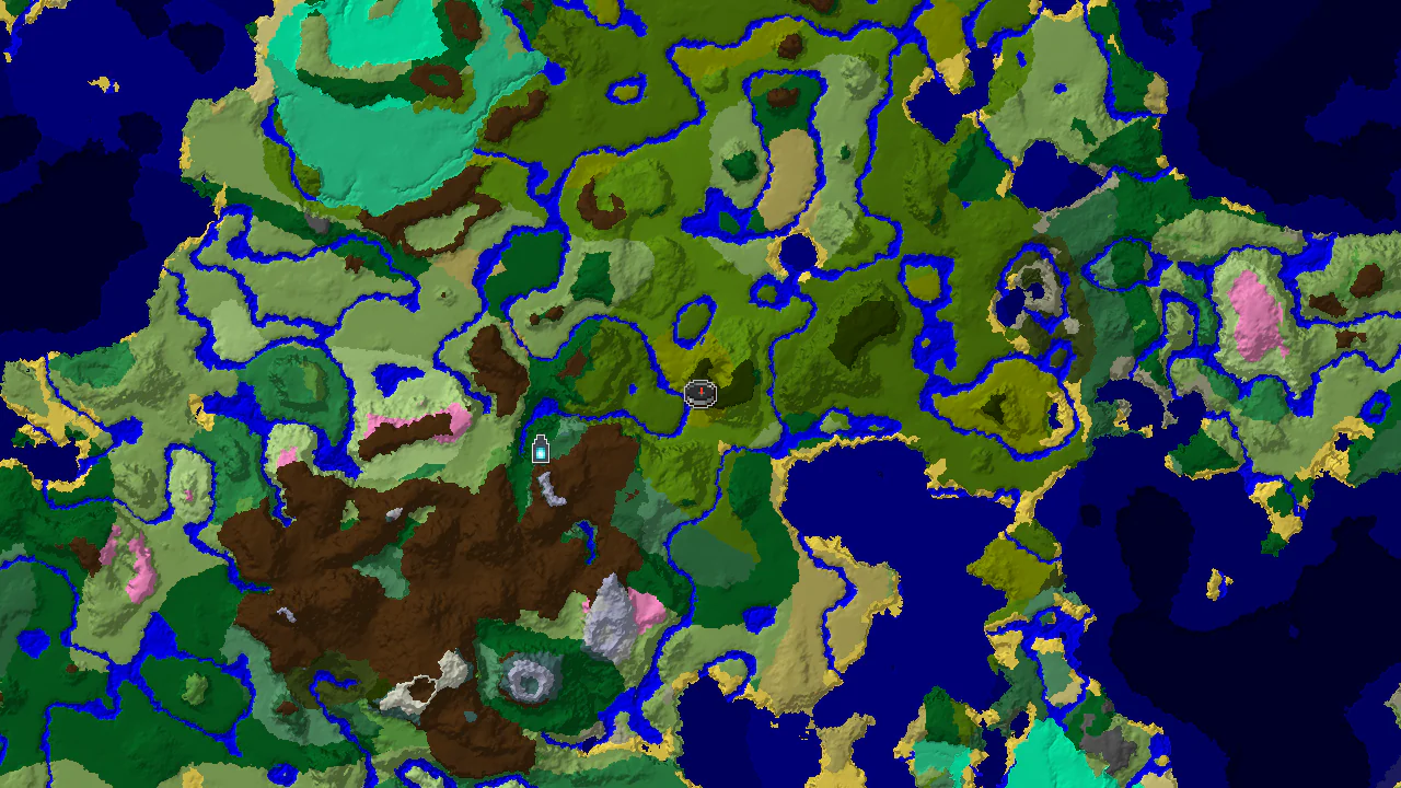 A 2D biome map centered on the spawn point, showing Bamboo Jungle, River, and other surrounding biomes, with a marker for an Ancient City to the west.