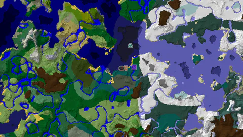 Waterside Village and Ruined Portal Near Taiga Spawn