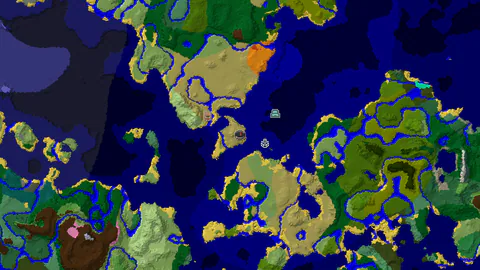 Savanna Spawn With Ocean Monument and Village Near