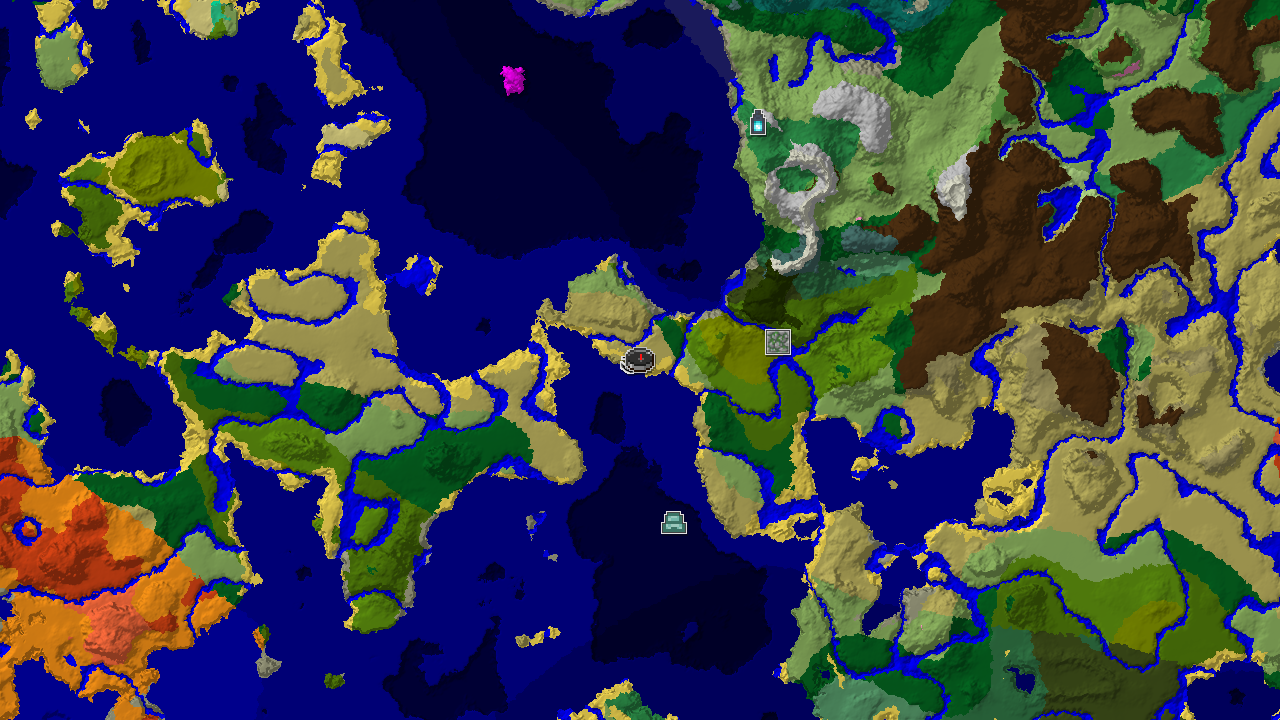 A top-down 2D biome map centered on the spawn point, marked with a red square, showing nearby Savanna, Lukewarm Ocean, and River biomes, along with markers for a Shipwreck and Jungle Temple.