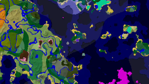 Forest Spawn with Ruined Portal and Ocean Monument Nearby