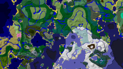 Shipwreck and Village Near Taiga Spawn, Ancient City to the West