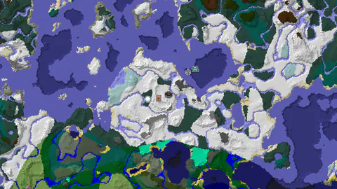 Snowy Village on a Frozen Plains Coast