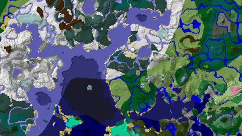 Snowy Taiga with a Village and Shipwreck